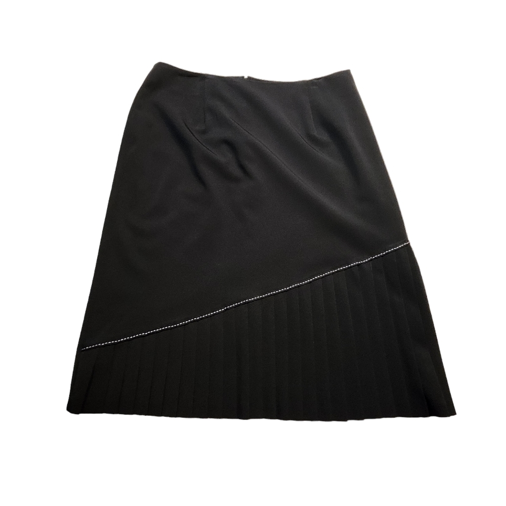 ♡Fashion Bug Women's Black Half Pleated Back Zip Skirt Size 14W B18